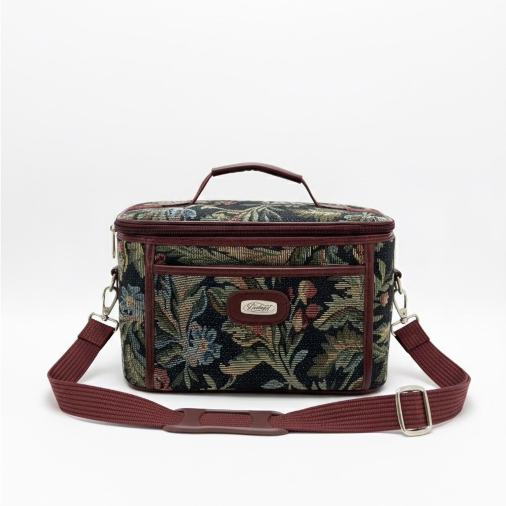 Vintage Y2K Boulevard Cosmetic Train Case  Floral w/Shoulder Strap